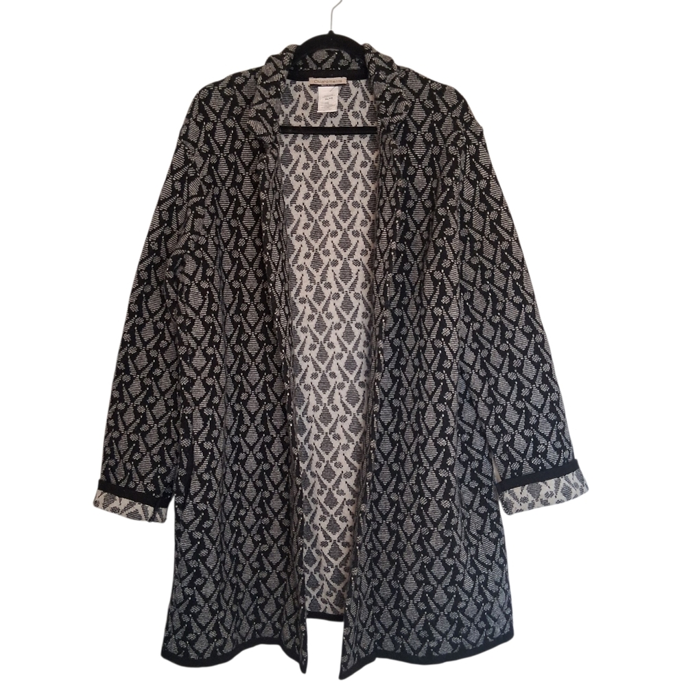 Chiaramente Made in Italy Wool Blend Diamond Pattern Cardigan Coat XL